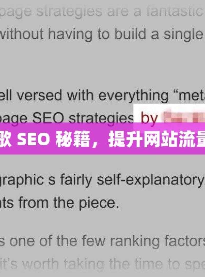 掌握谷歌 SEO 秘籍，提升网站流量与排名